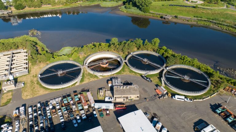 Bird's eye view of a wastewater treatment industry in Connecticut